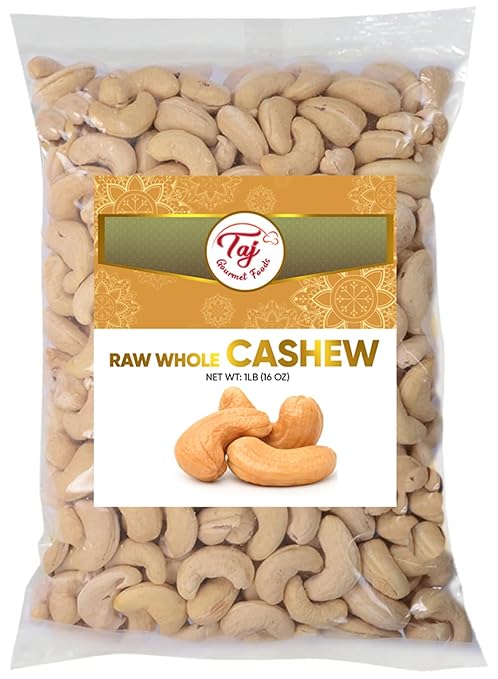 TAJ Raw Cashews Whole | Premium Large Cashew | W240 Grade | Unsalted | No Additives