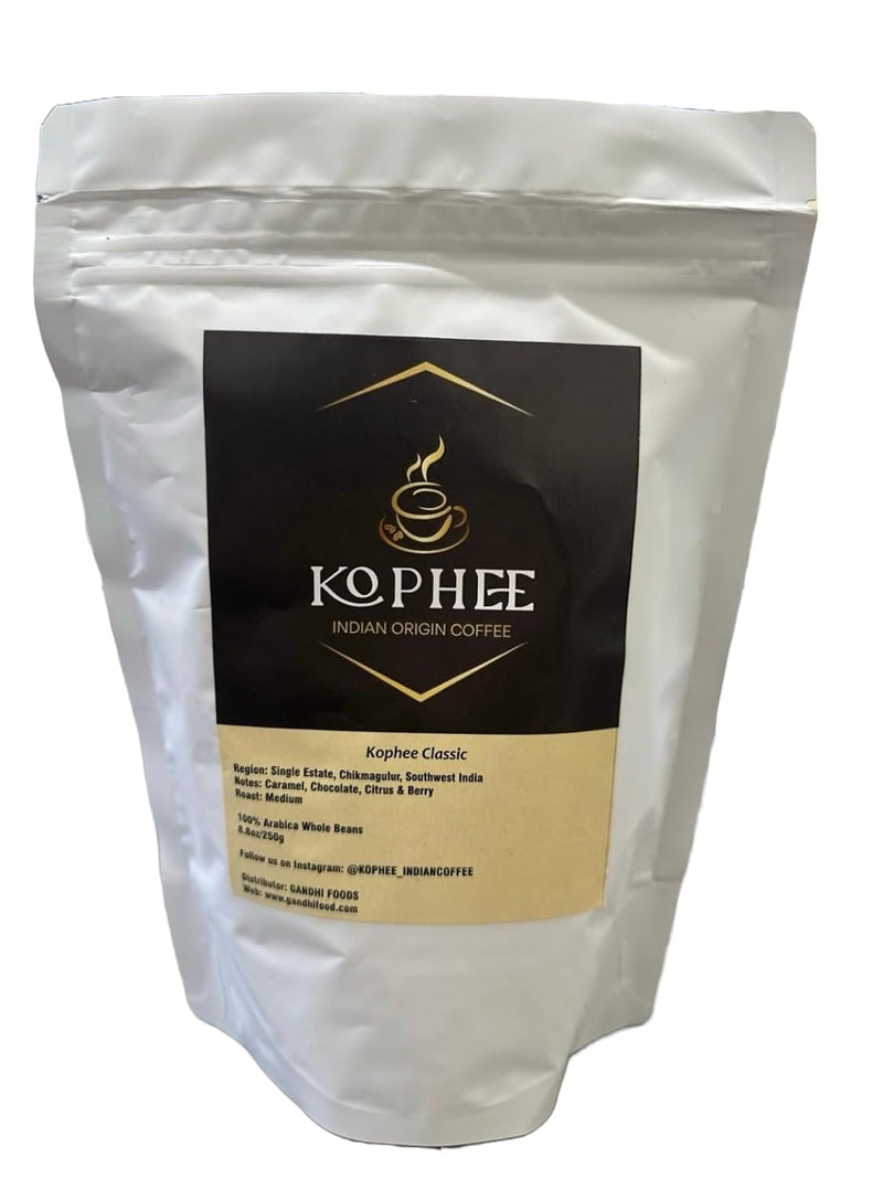 Kophee Classic Indian Origin Coffee, Whole Beans, Small Batch Roasted, Single Origin