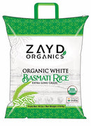 Zayd Organics White Basmati Rice, Indian Origin, USDA Organic, 10lbs