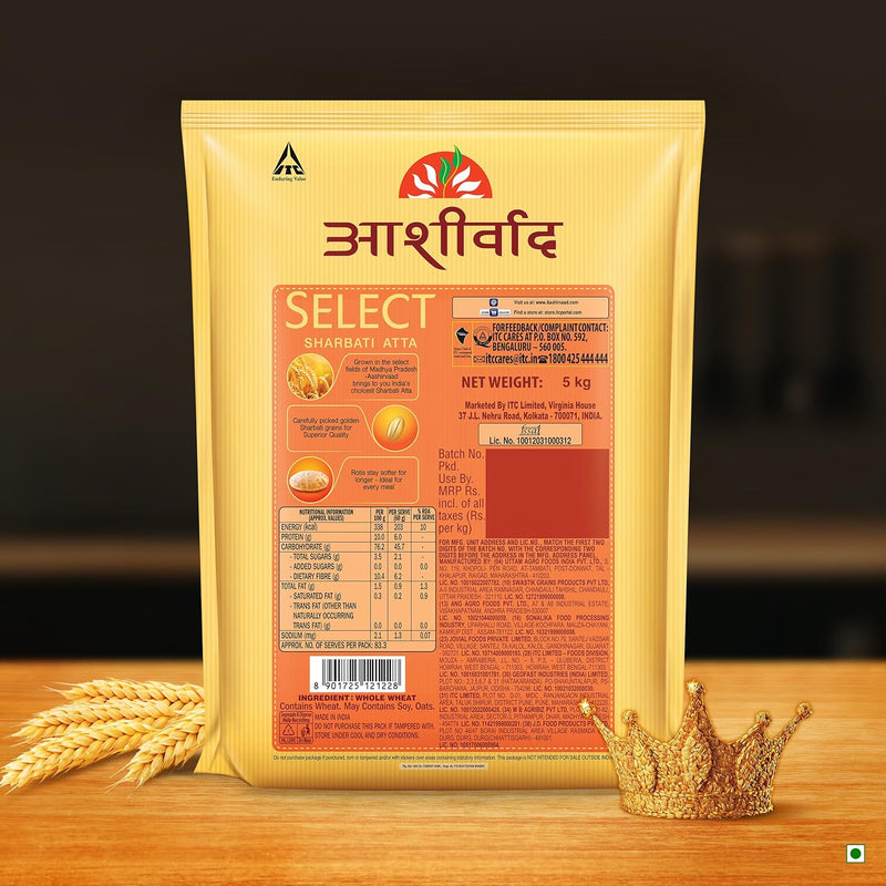 Aashirvaad Select Whole Wheat Sharbati Atta 11 Pound (5 KG)