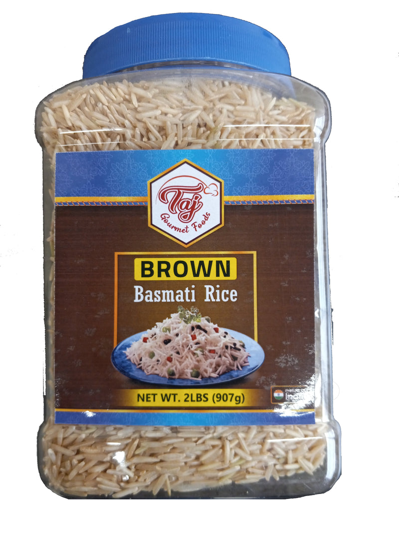 TAJ Brown Basmati Rice, 2lbs (907g) Jar Pack