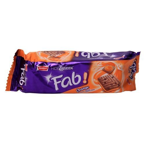 Parle Hide & Seek Fab! Orange Flavored Choco Chip Sandwich Cookies - 112g