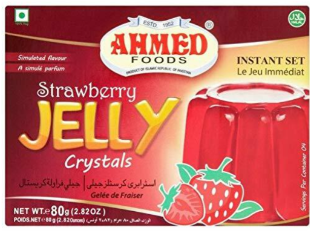 AHMED Halal Jello Vegetarian Crystal Jelly, Strawberry, 70 Gram