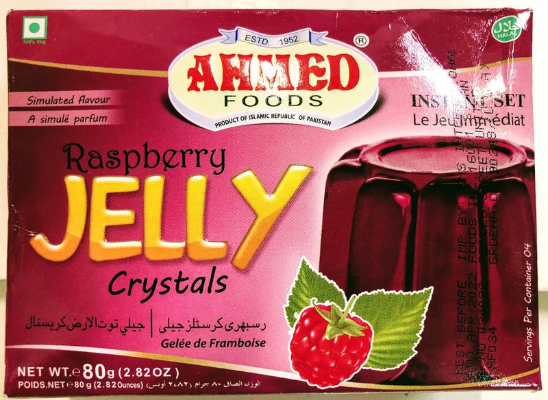 AHMED Halal Jello Vegetarian Crystal Jelly, Raspberry, 70g