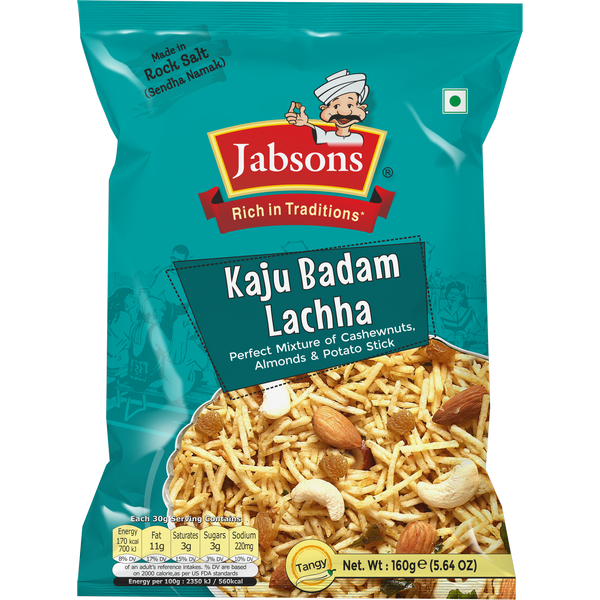 Jabsons Namkeen Kaju Badam Lachha, 160g BEST BEFORE OCTOBER 31, 2024