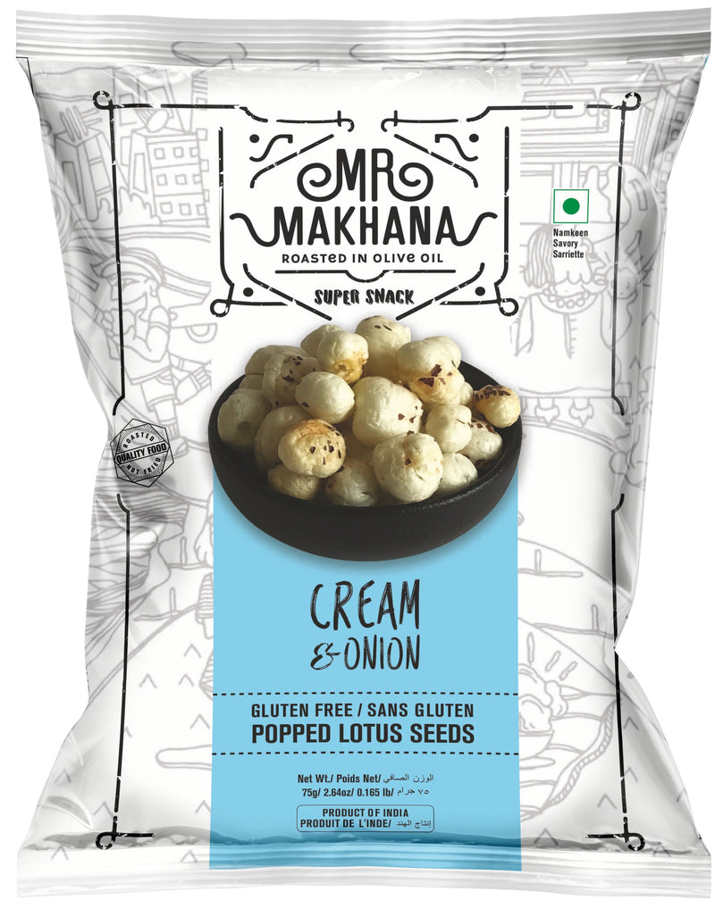 MR. Makhana Cream & Onion - Flavored Makhana, 1-Pack